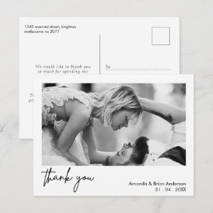 Postal Caligrafía de marco blanco Gracias Postcard Boda