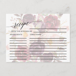 Postal Caligrafía elegante   Faded Floral Recipe Cards