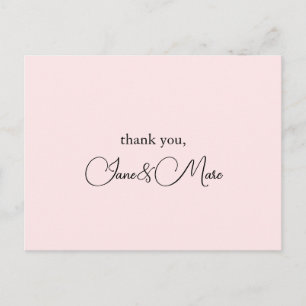 Postal Caligrafía elegante rosa personalizado Gracias Car