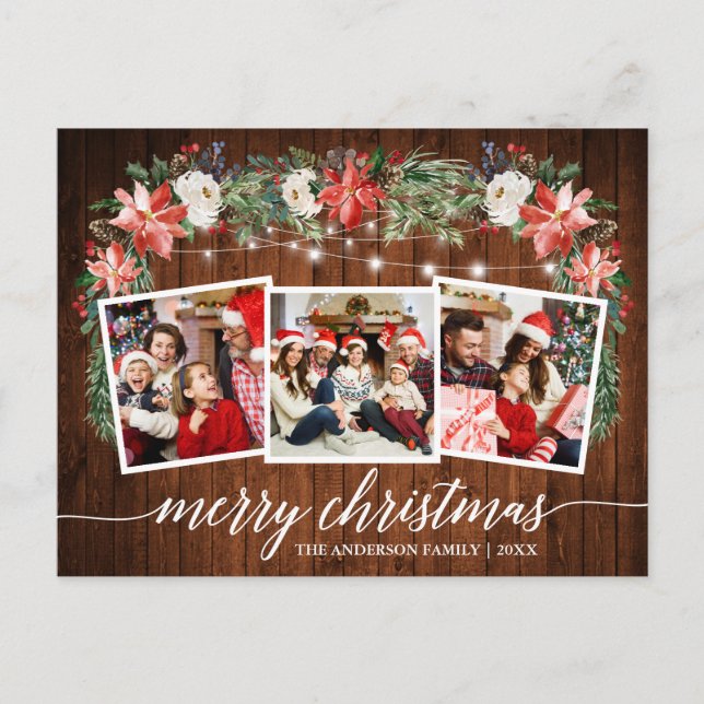 Postal Caligrafía Madera acuarela Floral de invierno 3 Fo (Anverso)