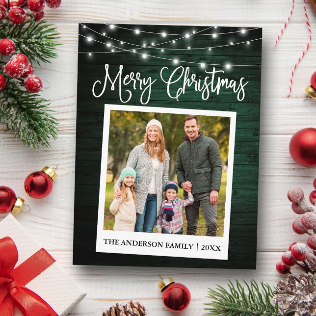 Postal Caligrafía Madera Verde Ilumina foto de cámara ins (Customize to change your personalized text size or text style.)