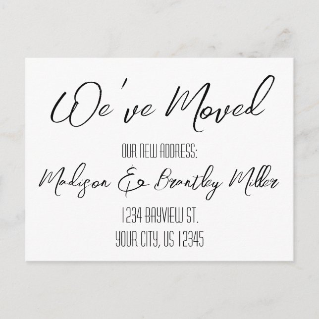 Postal Caligrafía manuscrita Nueva dirección de desplazam (Anverso)