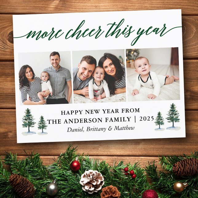 Postal Caligrafía Más Alegre Este Año 3 Pines De Fotograf (Customize to change your personalized text size or text style.)