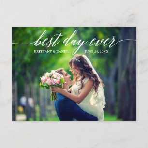 Postal Caligrafía Mejor Día De La Boda Foto Gracias