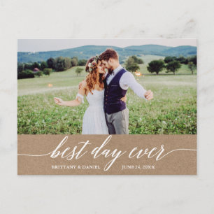Postal Caligrafía Mejor Día de la Boda Gracias Kraft