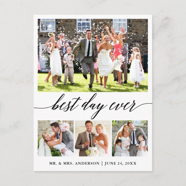 Postal Caligrafía Mejor Día de la Historia 4 Foto Gracias (Anverso)