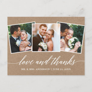 Postal Caligrafía moderna 3 Foto Amor Agradecido Kraft