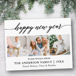 Postal Caligrafía moderna Feliz Año Nuevo 3 Foto