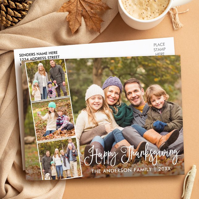 Postal Caligrafía moderna Feliz Día de Acción de Gracias  (Customize to change your personalized text size or text style.)