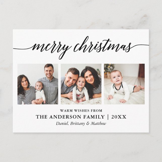 Postal Caligrafía moderna Feliz Navidad 3 Foto (Anverso)