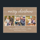 Postal Caligrafía moderna Feliz Navidad Kraft 3 Foto<br><div class="desc">Escritura de caligrafía moderna Feliz Navidad 3 Foto Tarjeta postal navideña de Kraft</div>