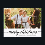 Postal Caligrafía moderna Fotos del Boda navideño Feliz<br><div class="desc">Moderna y elegante caligrafía guión Boda Navidades de fotografía postal</div>