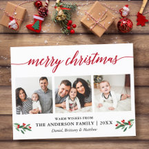 Caligrafía moderna Holly Navidades rojos 3 Foto