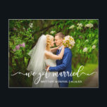 Postal Caligrafía moderna Tenemos foto de Boda casada<br><div class="desc">Boda de caligrafía moderna. Foto: Postal de Invitación casada.</div>