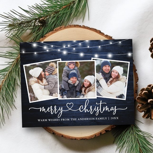 Postal Caligrafía Navidades del corazón Luces de madera a (Customize to change your personalized text size or text style.)