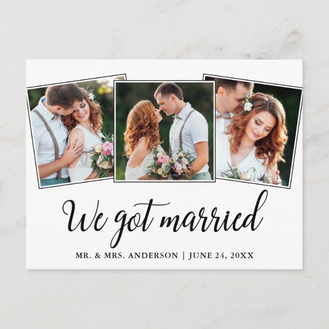 Postal Caligrafía: nos casamos con un Boda 3 Foto (Anverso)