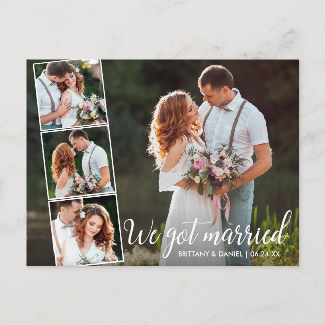 Postal Caligrafía: Nos casamos con una foto (Anverso)