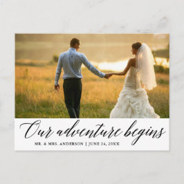 Postal Caligrafía Nuestra aventura comienza Boda