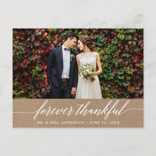Postal Caligrafía Para Siempre Agradecida Boda Kraft