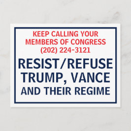 Postal Call Congress Protest Resist Refuse Trump Vance