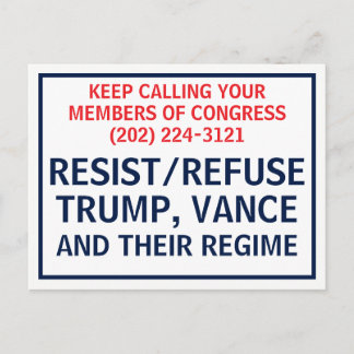 Postal Call Congress Protest Resist Refuse Trump Vance