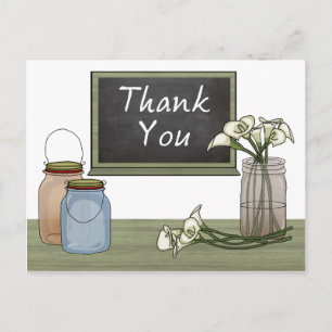 Postal Calla Lily Chalkboard Mason Jar Gracias Postcard