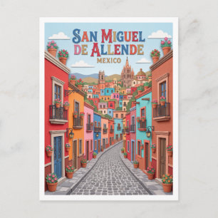 Postal Calle Aldama colorida calle colonial