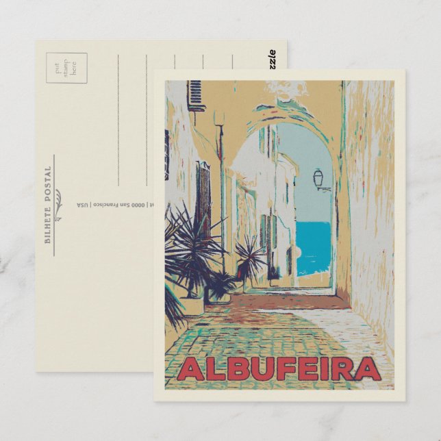 Postal Calle Algarve, Albufeira, Portugal (Anverso / Reverso)