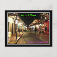 Calle Borbón Mardi Gras, Nueva Orleans, postcar LA