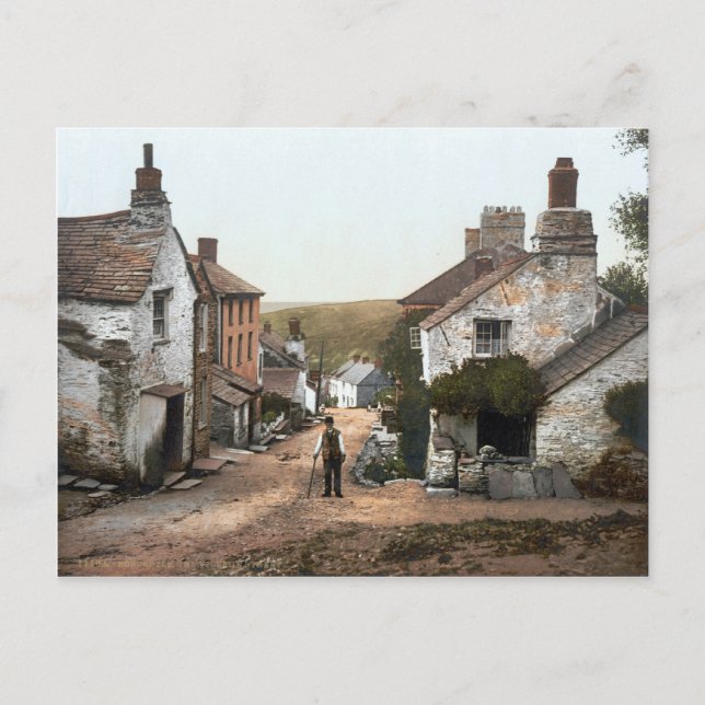 Postal Calle Boscastle Village, Cornwall c.1895 (Anverso)