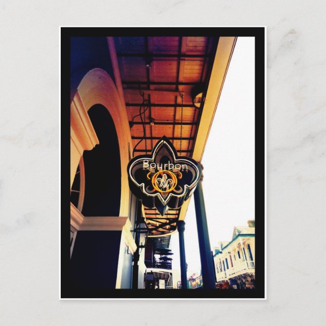 Postal Calle Bourbon Nueva Orleans Rótulo Louisiana (Anverso)