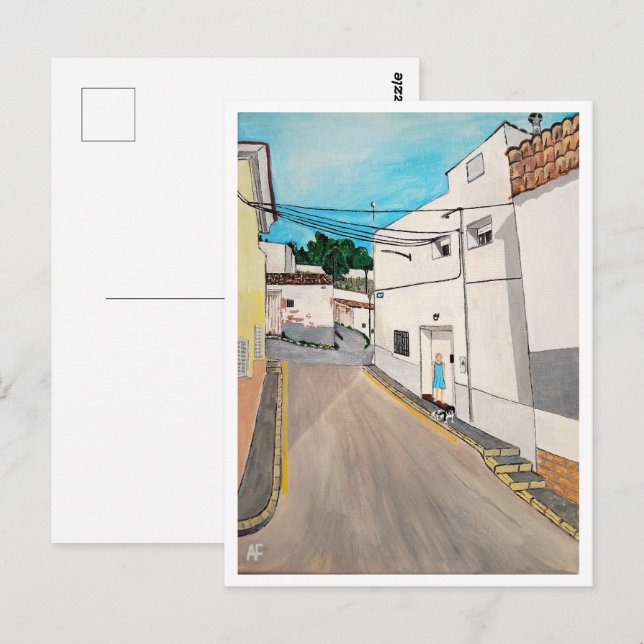 Postal Calle Cabanilles Pintura de Alfred Fox (Anverso / Reverso)