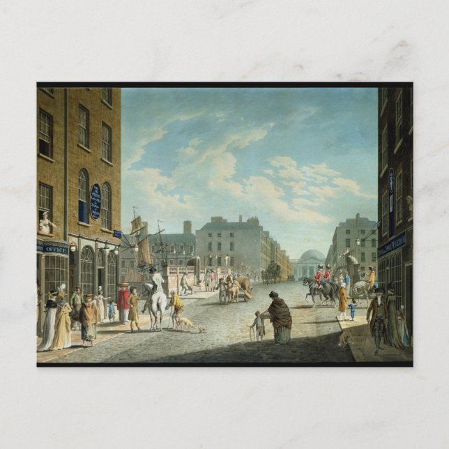 Postal Calle Capel con el Royal Exchange, Dublín, 1800 (Anverso)