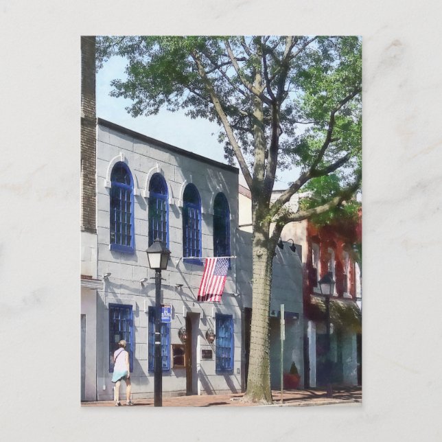 Postal Calle con bandera estadounidense Alexandria VA (Anverso)