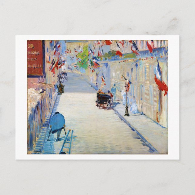 Postal Calle con banderas francesas, Manet (Anverso)