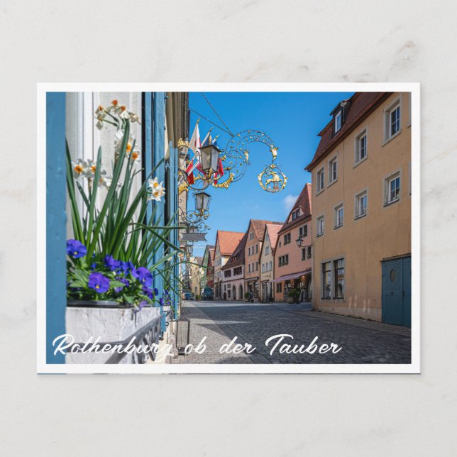 Postal Calle con flores en Rothenburg ob der Tauber (Anverso)