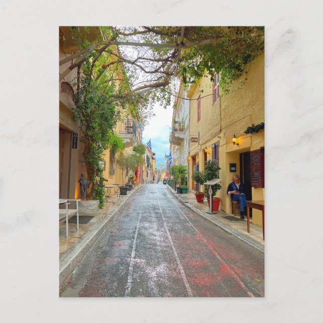 Postal Calle Cuta En Atenas, Grecia (Anverso)