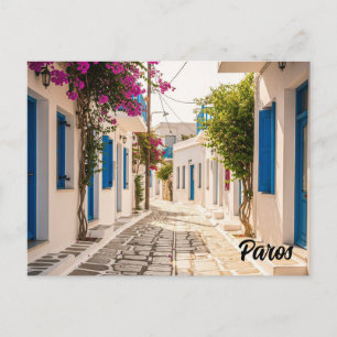 Postal Calle de adoquín en Paros Grecia Island Travel