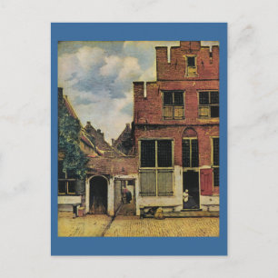 Postal Calle de Johannes Vermeer en Delft (alrededor de 1