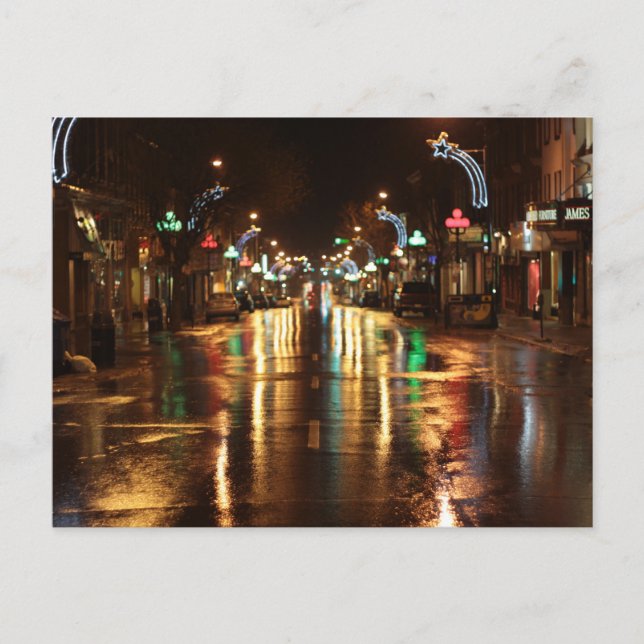 Postal Calle de la ciudad por la noche (Anverso)