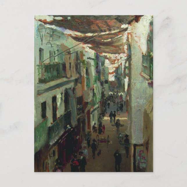 Postal Calle de las serpientes en Sevilla por Ilya Repin (Anverso)