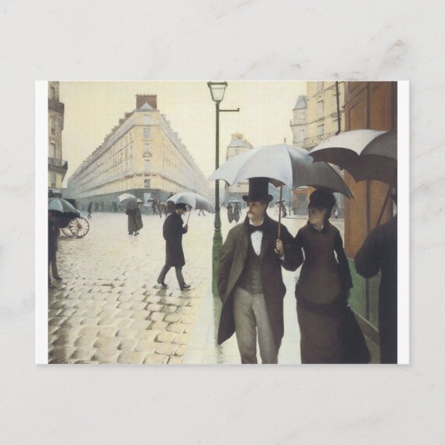 Postal Calle de París, Día de Lluvia por Caillebotte (Anverso)