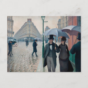 Postal Calle de París en día lluvioso (1877) de Gustave C