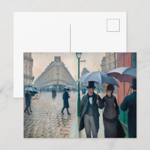 Postal Calle de París en día lluvioso Gustave Caillebot