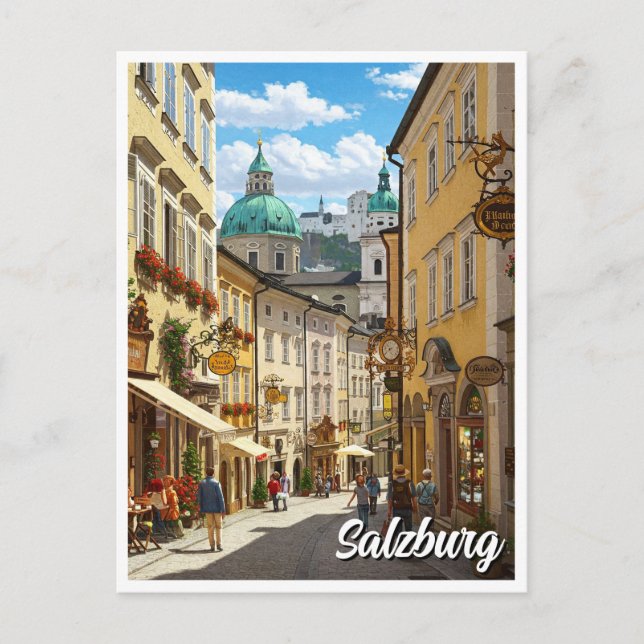 Postal Calle de Salzburgo Austria Travel (Anverso)