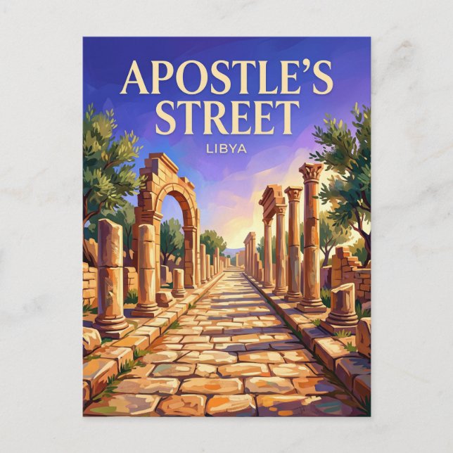 Postal Calle del Apóstol, Cirene Libia (Anverso)