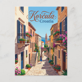 Postal Calle del casco antiguo de Korčula Croacia
