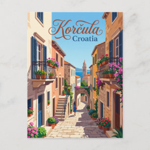 Postal Calle del casco antiguo de Korčula Croacia