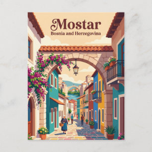 Postal Calle del casco antiguo de Mostar Bosnia y Herzego