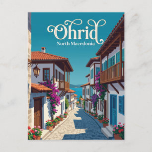 Postal Calle del casco antiguo de Ohrid Macedonia del Nor